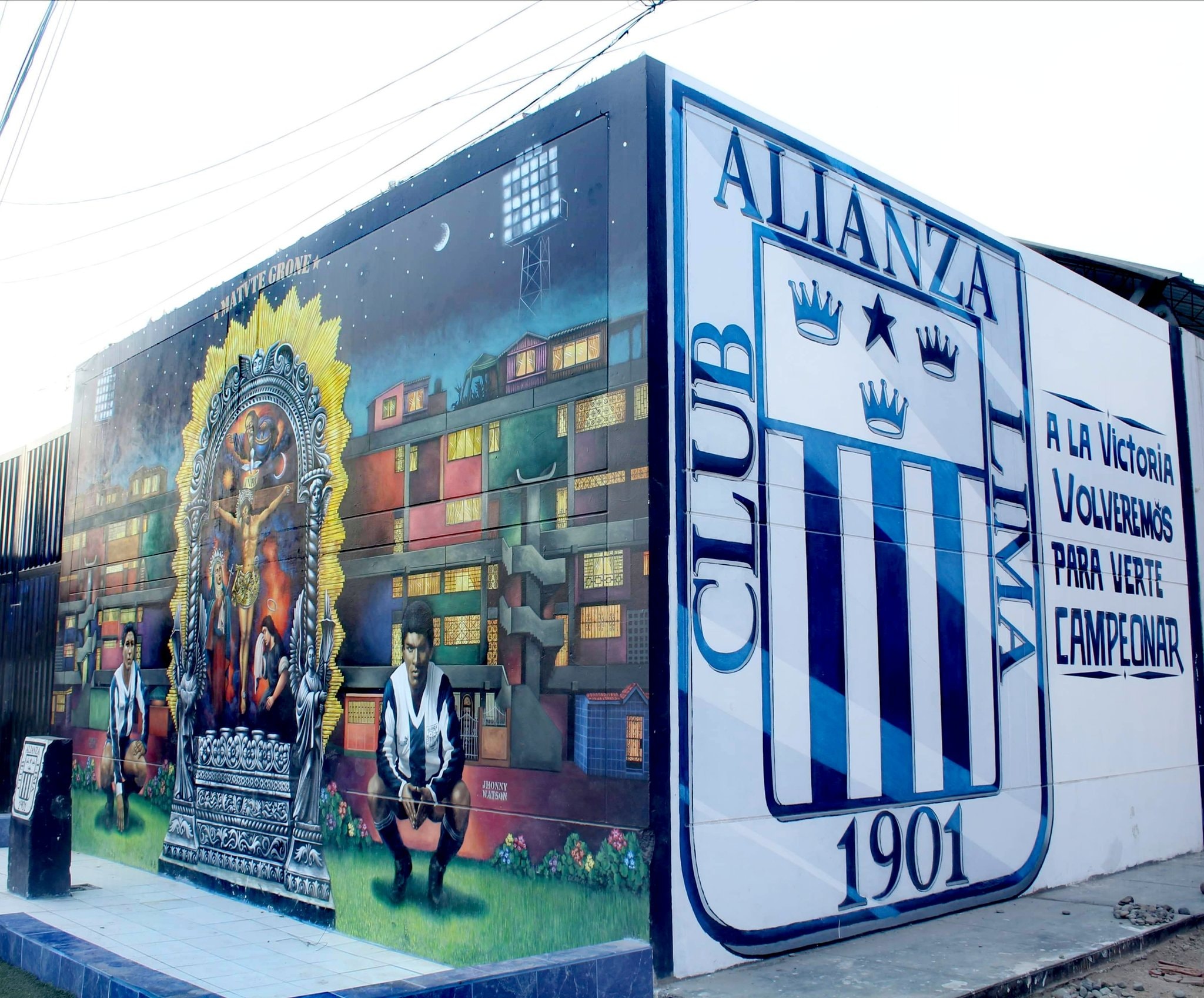 Street art and football murals in the La Victoria district, Lima