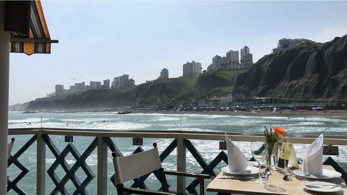 Coastal landscape of Costa Verde and the Pacific Ocean in Lima, Peru
